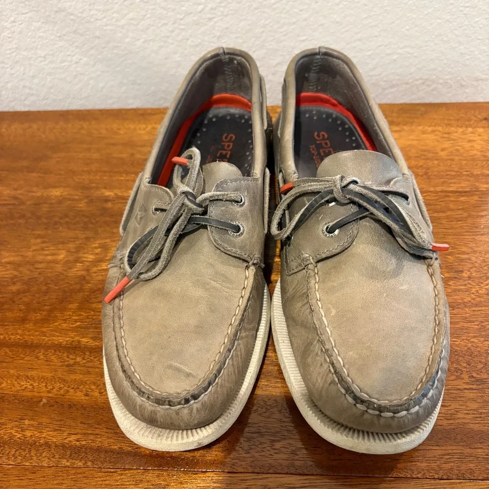 Sperry‎ Top-Sider Boat Shoes Mens 9 Grey Green Leather STS23930